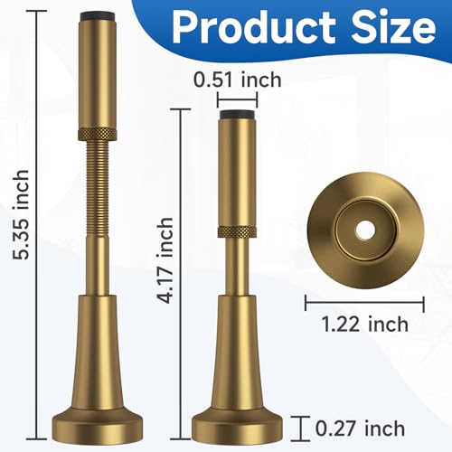 1P Adjustable Spring Door Stop, 4.17-5.35in Long Door Stoppers, Bronze - color: Bronze
