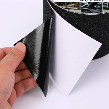 Black Anti Slip Tape 4in x 20ft, 80 Grit Waterproof Non Skid Grip Tape Roll for Ramps, Decks, Boat Decks, Warehouse Floors, Garages, Indoor & Outdoor Use - size: 4'' x 20 FT