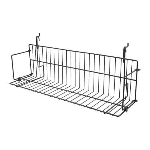 SSWBasics 24 x 6 x 6.5 in Black Media Grid Shelf for Slatwall & Wire Grid
