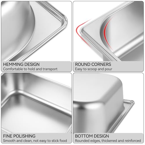 GOLDEN KEY Steam Table Pans Half Size, 6 Pack 1/2 Half Size Hotel Pans 2.5 Inch Deep,Stainless Steel Hotel Pan for Restaurant Chafing Dishes Commercial Buffet Warmer Catering Supplies - color: 1/2, size: 2-1/2" Deep