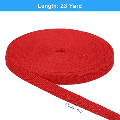 uxcell 23 Yards Cotton Twill Tape, 3/8-inch Herringbone Webbing Ribbon Bias Binding Tapes for Clothes Sewing, DIY Crafting (Bright Red) - color: Bright Red, size: 3/8-inch