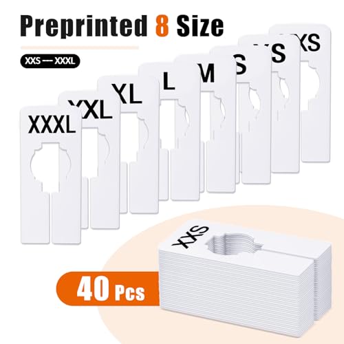 tutata 40 PCS Closet Dividers, Closet Rack Dividers Hangers, 8 Sizes, White