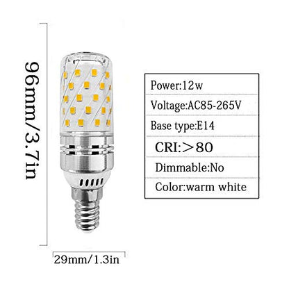 E14 12W LED Candle Light Bulbs, AC85-265V,E14 Base,3000K Warm White,120w Halogen Light Equivalent Candelabra LED Bulbs for Chandelier Home Lighting,Pack of 4 - size: 4 Count (Pack of 1)