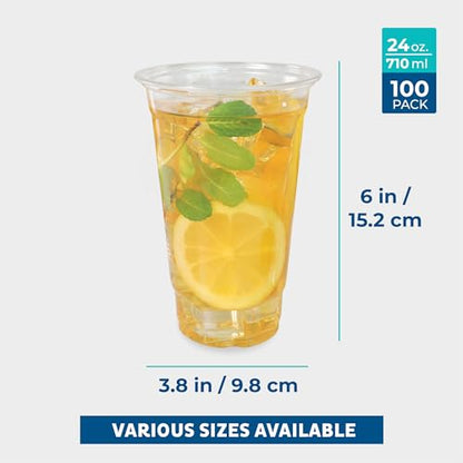 Freshware 24 oz Clear Disposable Plastic Cups, 400 Pack Clear Plastic Cups Tumblers, Heavy-duty Party Glasses, Disposable Cups for Thanksgiving, Halloween, Christmas Party - size: 24 oz. [100-PK] (Pack of 4)