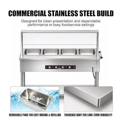 Steam Table, Commercial Electric Food Warmer for Buffet Catering,Incl.Work Table,Bain-Marie (Dry Heat - 80QT (110-120V)) - size: Dry Heat - 80QT (110-120V)