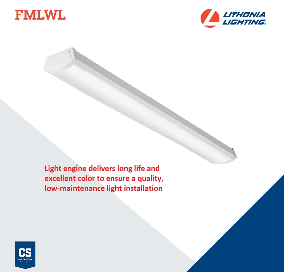 Lithonia Lighting 4' Low-Profile LED Wraparound Light Fixture, 4000K, 120V - color: 4000K Cool White, size: 48 inches, style: 120V