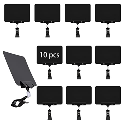 10 Pack Mini Plastic Chalkboard Sign with Clip, Double Head Rotating Display Price Tags Merchandise Sign Clip Holder for Business Retail Food Clothing Rack Shelf Basket Sign Display (Black) - color: Black