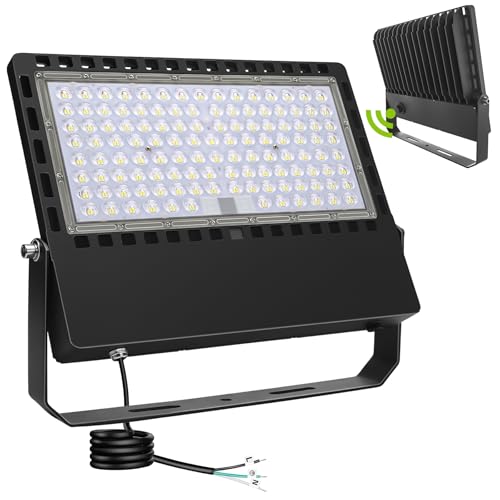STASUN 300W 45000LM Dusk to Dawn LED Flood Light Outdoor Photocell - Flying Series Ultra, ETL Certified 5000K Daylight White, IP67 Waterproof Stadium Lights for Sports Court, Commercial, Parking Lot - size: 300W-Photocell