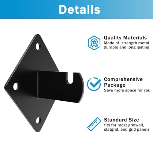 25 Pcs Gridwall Mount Brackets with Screws Metal Grid Panel Wall Mount Bracket Gridwall Brackets for Grid Panels Clothing Store Cloakroom Retail Display Wall - color: Black 25 PACK