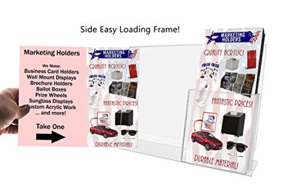 Marketing Holders 2 Pack Acrylic Sign Holder 11" x 8.5" Signs with 4" Trifold Slot Slant Back Side Load Clear Tabletop Display for Specials and Promo in Delis Bars and Restaurants - size: 11"w x 8.5"h with Tri Fold Pocket