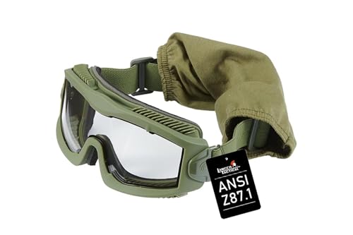 Lancer Tactical AERO Airsoft Tactical Safety Goggles ANSI Z87.1-Anti-Fog Glasses, 3mm Dual Pane Lens for Hunting, Paintball - color: Od Green