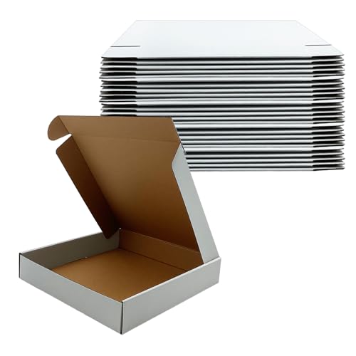 11x11x2 Inch Shipping Boxes Set of 25,White Corrugated Cardboard Mailers - size: 11x11x2 inches