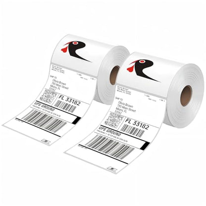HUOJI 1000 4x6 Thermal Labels Roll 500 Labels Per Roll, Commercial Grade - size: 2 Rolls | 1000 Labels