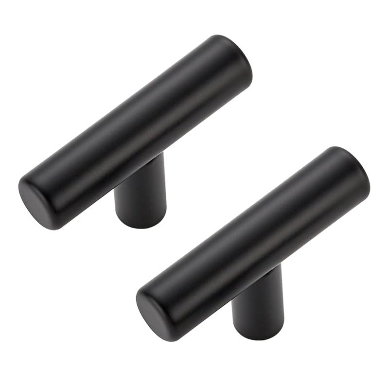 3 Pack Black Cabinet Knobs, 2in Length T Bar Drawer Pulls - color: Matte Black, size: 3 Pack, style: T Bar