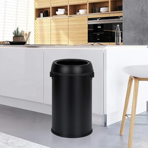 17 Gallon/65 Liter Round Open Top Trash Can, Commercial Grade Heavy Gauge Trash Bin, Stainless Steel Garbage Can, Perfect for Kitchen, Office, School, Restaurant, Matte Black - color: Black Open Top