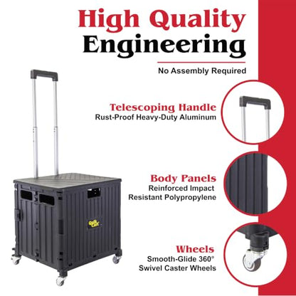 dbest Products Quik Cart 360 Collapsible Rolling Crate on Wheels - Black - color: Black, style: 360