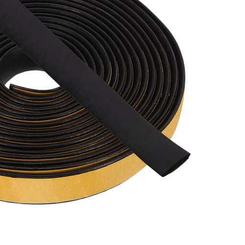 PATIKIL 16.4FT Solid Rubber Weather Stripping, 7/9" W x 1/8" H Self Adhesive D Shape EPDM Rubber Seal Strip Gasket for Door Frame Window Insulation RVs Furniture Cabinets, Black - size: 16.4FT x 7/9"W x 1/8"H