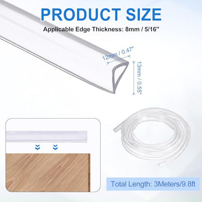 uxcell Clear Edge Trim 9.8Ft Silicone U Channel Edges Guards Fits 5/16" - size: 9.8Ft x 15/32" x 1/2", Fits 5/16"
