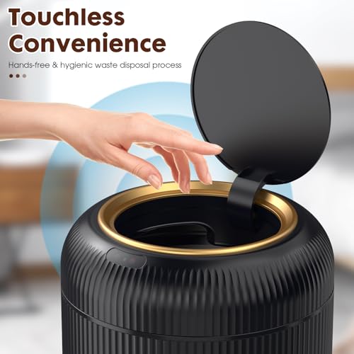 Procade Touchless Trash Can Bathroom,Small Motion Sensor Trashcan with lid - color: Black