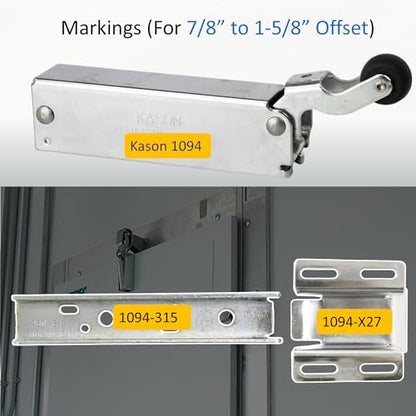 Awoco 1094 Hydraulic Door Closer, Concealed Mounting with 1094-X27 Adjustable Wide Hook (7/8" to 1-5/8" Offset) for Walk-in Coolers/Freezers by Kason - style: Concealed closer with 7/8” to 1-5/8" Hook