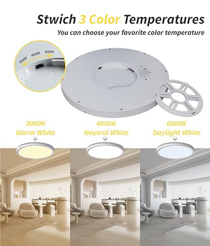 6pack 9 Inch Flush Mount Ceiling Light, 18w Led Ceiling Light, 3000k/4000k/6000k Selectable 1860lm Ceiling Light, Super Slim Led Light Fixture For Bedroom Kitchen Living Dining Room Office - color: White, size: 9Inch-6Pack