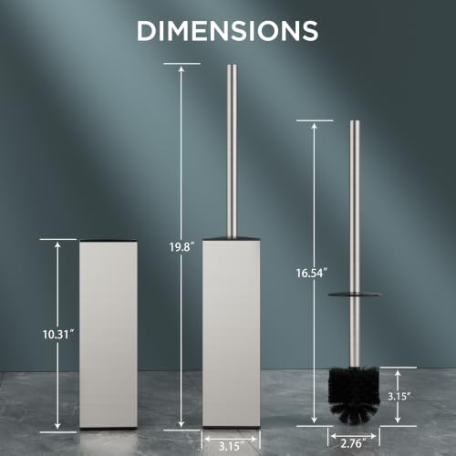 FORIOUS Toilet Brush and Holder, 304 Stainless Steel Handle Brushed Nickel - color: Brushed Nickel, size: Tall