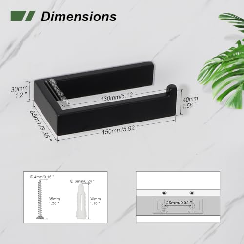 Sayayo Matte Black Toilet Paper Holder Wall Mount, RV Toilet Tissue Holder - color: Black - Drilling