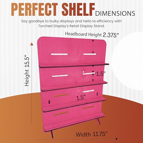 TORCHED DISPLAYS Jewelry Holder Necklace Organizer | Earring Display Stands for Selling | 3-Tiered Wooden Jewelry Holder Stand for Shops, Boutiques, Festivals | Display Rack Wood Stand | Pink - color: pink