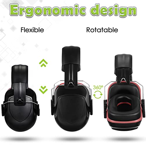 Yunsailing 4 Pack Ear Muffs for Noise Reduction - color: Red