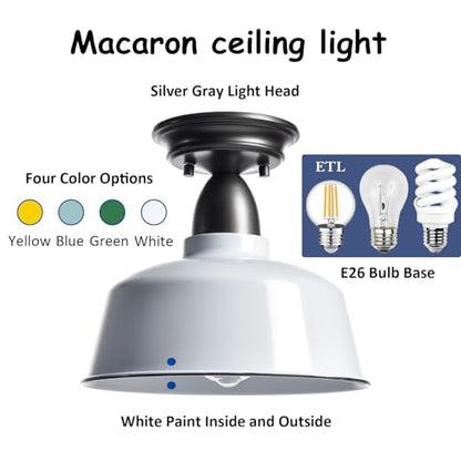 White Macaron Barn Ceiling Light, 10" Indoor Outdoor Fixture - color: White