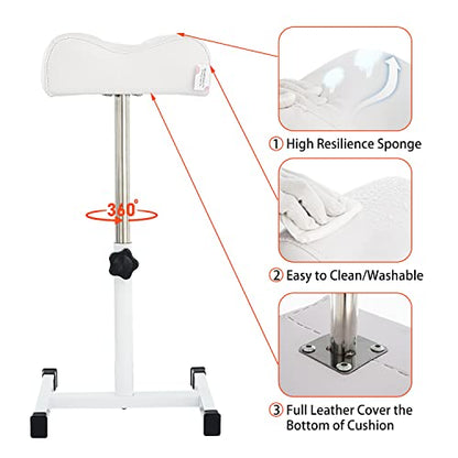 Pedicure Stand Footrest Stand Adjustable Height Technician SPA Beauty Stand Stool with Non-Slip SPA Salon Home Equipment White - color: White