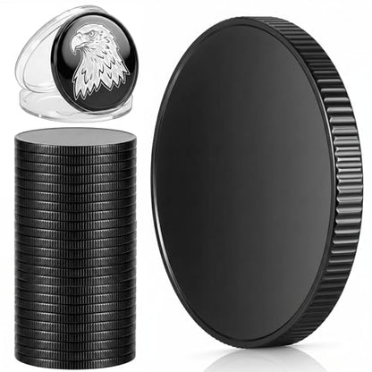15 Pack Blank Challenge Coins, 40mm X 3mm, Black - color: Black, size: 40mm X 3mm