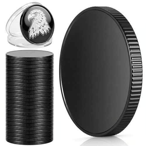 15 Pack Blank Challenge Coins, 40mm X 3mm, Black - color: Black, size: 40mm X 3mm