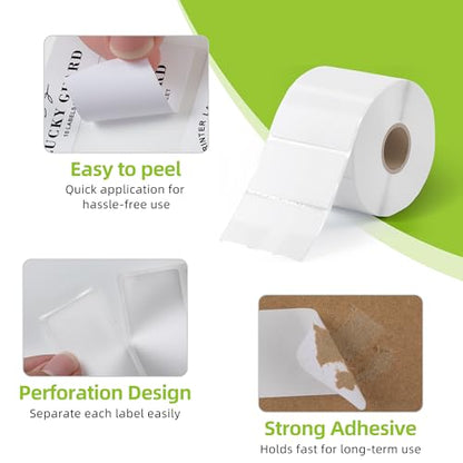 2.25" x 1.25" Direct Thermal Labels-Perforated Barcodes, Shipping, Address Label Paper, Durable Self-Adhesive Thermal Printer Stickers, Compatible with Zebra & Rollo Printers (1 Roll，1000 Labels/Roll) - size: 2.25" x 1.25"