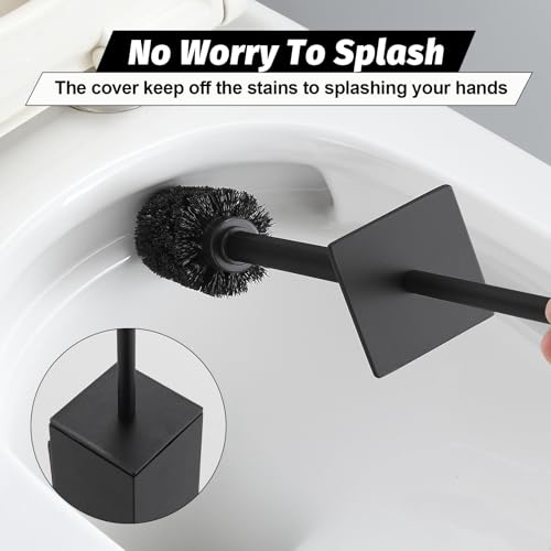 BGL Toilet Brush and Holder Set Matte Black Wall Mounted for Bathroom Square Design - color: Matte Black-wall Mount