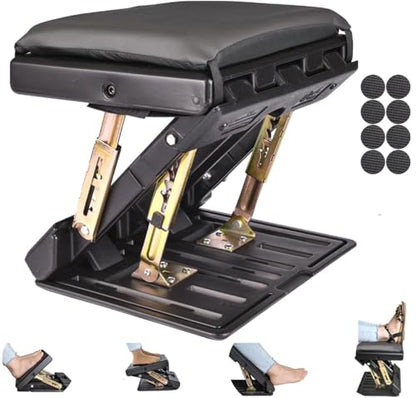 Under Desk Footrest, 4-Level Height Adjustable 12Modes Foldable Footrest - color: Gray