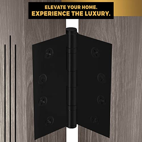 Black Heavy Duty Door Hinge Matte Black Ball Bearing 4x4 Inch Heavy Duty - Set of 24 Solid Brass Matte Black Door Hinges (Flat Black) - color: Flat Black