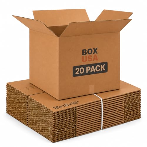 BOX USA Cube Shipping Boxes, 18x18x18" 20-Pk for Shipping & Packing - size: 18x18x18" (20-Pack)