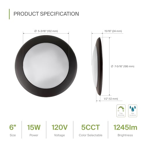 ASD 6 Pack Bronze LED Disk Lights 6 Inch, 5CCT Flush Mount Ceiling Light - color: Bronze, size: 6 Pack