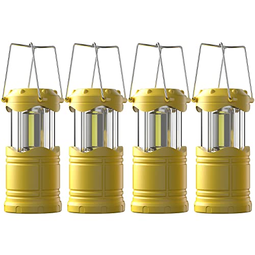 Lichamp LED Camping Lantern, 4 Pack Battery Powered Flashlight for Power Outages, Portable Collapsible Hanging Light Essential for Home, Outdoor, Emergency Lamp Survival Kit Gear for Hurricane, Yellow - color: Yellow