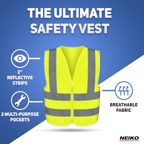 Neiko High Visibility Safety Vest ANSI Class 2, 2 Pockets - size: 3X-Large