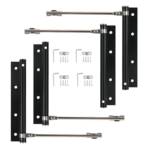 4 Pack Automatic Door Closer for Home Easy to Install | Safety Spring Door Closers | Auto Soft Close to Convert Hinged Doors to Auto Self Closing | Adjustable Catch Speed | with Arm, Screw, Wrench - color: Black, size: 4 Pack