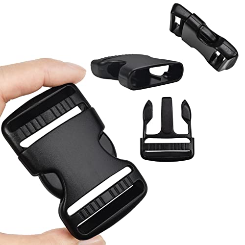CooBigo 1.25 Inch Buckles Straps Set 6 Yards 1.25 Inch Black Nylon Webbing Strap 6 Pcs Quick Side Release Plastic Buckle Dual Adjustable 12pcs Tri-glide Slide Clip 12 Pcs Metal D Rings - color: 1-1/4"sets