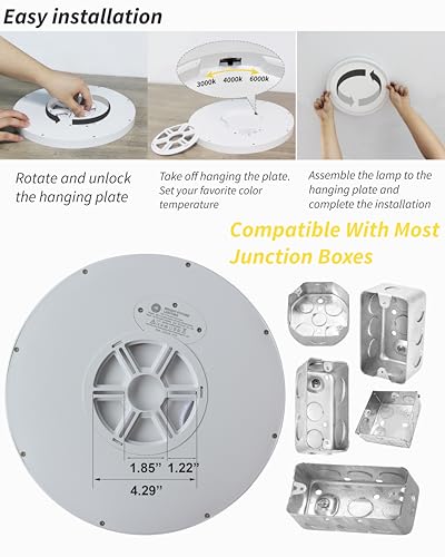 4pack 9 Inch Flush Mount Ceiling Light, 18w Led Ceiling Light, 3000k/4000k/6000k Selectable 1860lm Ceiling Light, Super Slim Led Light Fixture For Bedroom Kitchen Living Dining Room Office - color: White, size: 9Inch-4Pack