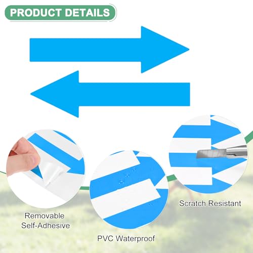 M METERXITY 4-Pack Arrow Sticker, 4 x 1 Inch/ 100 x 30 mm PVC Waterproof Self-Adhesive Directional Arrows Removable Directional Floor Decal Stickers for Wall Marking/Road Sign [Blue] - color: Blue