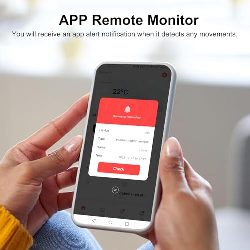 WiFi Motion Sensor, Smart Motion Detector for Home Security, Wireless Motion Sensor App Remote Monitor, Voice Command Compatible with Alexa. 2 Pack
