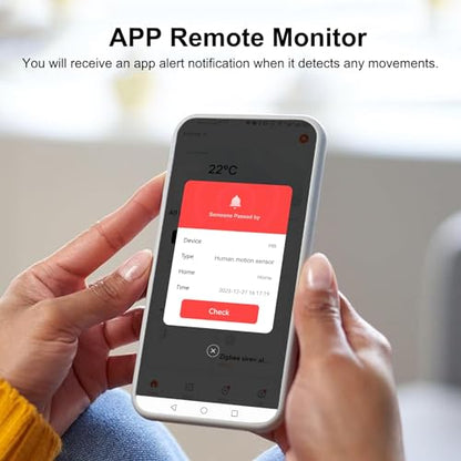 WiFi Motion Sensor, Smart Motion Detector for Home Security, Wireless Motion Sensor App Remote Monitor, Voice Command Compatible with Alexa. 2 Pack