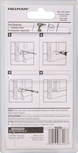 Hillman White Steel Kickdown Door Stop, Holds Door Open, 4 in - color: White