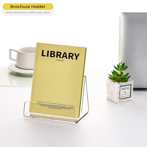 HeZone Acrylic Brochure Holder 5x6 Inch,Clear Pamphlet Holder Display Stand for Trifold 4&5&6 Inch Flyers,Pamphlets,Booklets,Menu,Leaflets for Office,Home,Store,1 Pack,A5 - size: 5''×6''