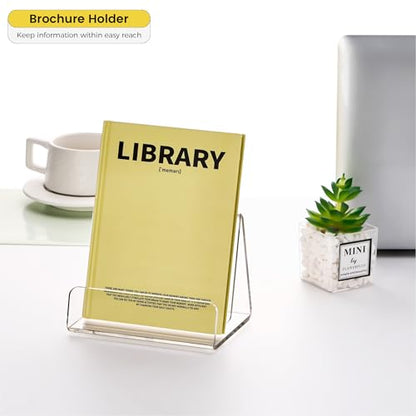 HeZone Acrylic Brochure Holder 5x6 Inch,Clear Pamphlet Holder Display Stand for Trifold 4&5&6 Inch Flyers,Pamphlets,Booklets,Menu,Leaflets for Office,Home,Store,1 Pack,A5 - size: 5''×6''